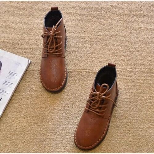 High quality womens Martin boots non-slip warm snow boots womens boots high-top womens leather shoes PU