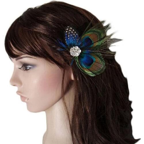 Cute Peacock Feather Hair Clip Beautiful And Stylish Feather Facinator Hairclip Fashion Hair Decor Alligator Hair Clip For Girls