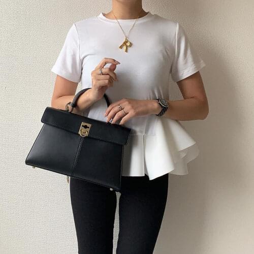 Summer 2021 slim white T-Shirt Tops Plain Short Sleeve Women Tees Street Wear Tops Shirts Korean Japan ruffle Office lady work