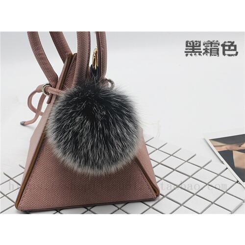 12cm Fluffy Real Fox Fur Ball Pom Poms Genuine Fur Pompom Leather Strap Keychain Car Key Chain Ring Pendant For Women Charm f277