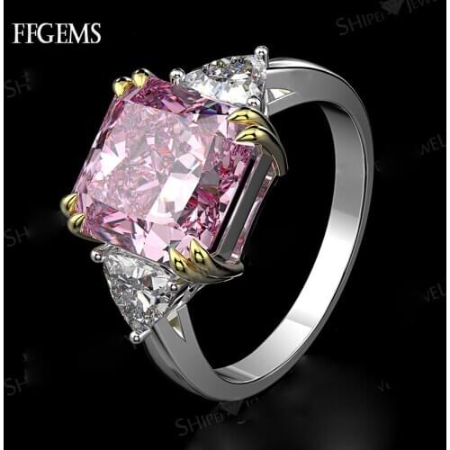 Elegant 100% 925 Sterling Silver Created Moissanite Pink Ruby Citrine Diamond Ring Jewelry For Women Engagement Party Gift