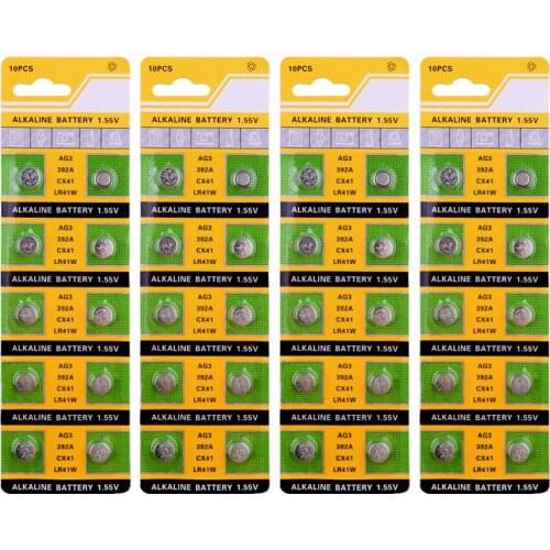100PCS 1.55V AG3 LR41 Alkaline Cell Coin Battery SR41 392 192 AG 3 L736 384 SR41SW CX41 Button Batteries For Watches Toy LED