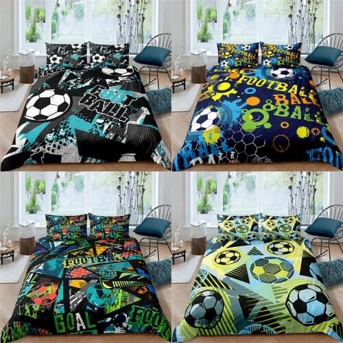 Home Textile Luxury 3D Football Print 2/3Pcs Comfortable Duvet Cover Pillowcase Bedding Sets Single Queen and King EU/US/AU Size