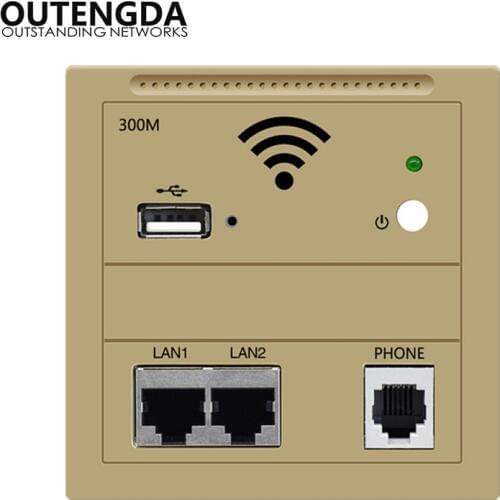 300Mbps AP Wireless Access Point Indoor Wall Embedded Wireless WiFi Router repeater Double network port RJ45 USB charging AC