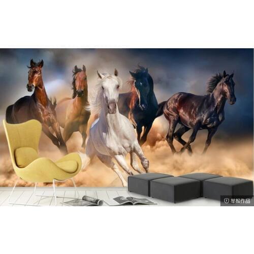 Custom 3d Mural Wallpaper Horse galloping horse to success background wall decoration painting Photo Wall Paper