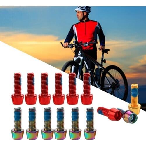 6Pcs Bike Disc Brake Colorful Mountain Bike Electroplating Disc Brake Screw Fixing Bolts Crank Clamp Screws Fixing Screws