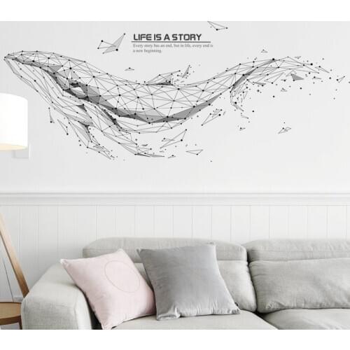 Abstract Whale Wall Stickers for Living room Bedroom Sofa Wall Decor Removable Vinyl Wall Decal Home Decor Unicor Sailboat Deer