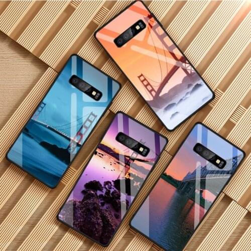 Bridge Scenery Tempered Glass Phone Case For Samsung Galaxy S8 S9 S10 S20 PLUS J8 J6 J4 2018 NOTE 8 9 10 Cover Shell