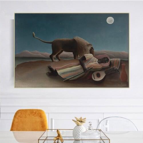 Citon Henri·Rousseau《The Sleeping Gypsy 1897》Canvas Oil painting Artwork Picture Wall Decor Modern Home Living room Decoration