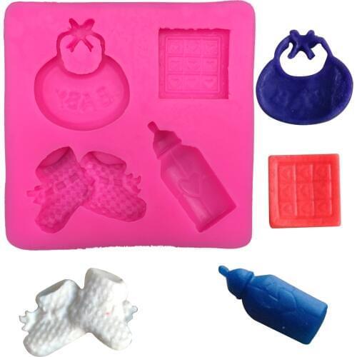 Baby bottle shoe Shape 3D fondant cake silicone mold food grade mastic chocolate pastry candy Clay making Soap candle tool F025
