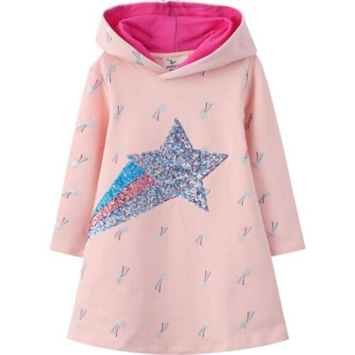 Kids Hooded Dress for Girl Children Striped Vestidos Girl Star Embroidery Clothes Girls Autumn Clothes Kids Hoodies Dress