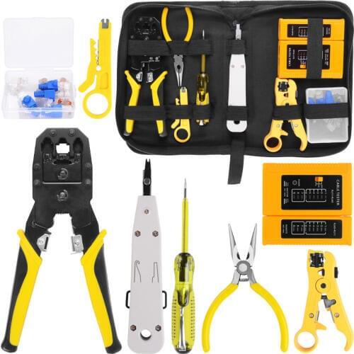 Handskit RJ45 RJ11 RJ12 Network Repair Plier Tool Kit With Utp Cable Tester Spring Clamp Crimping Tool Set Crimping Pliers