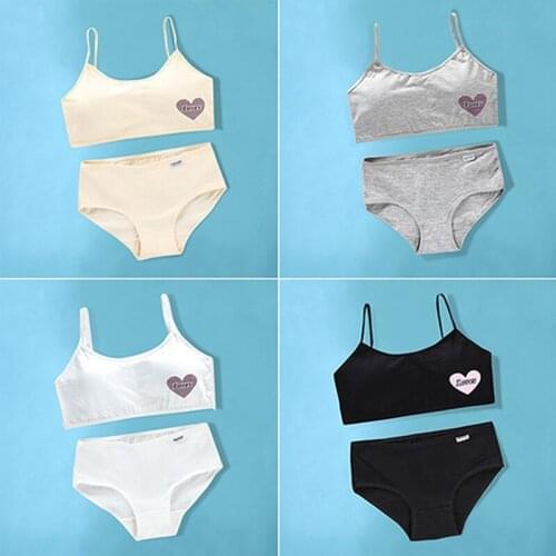 Girls Bra and Panty Sets Kids Sport Training Bra Young Girls Underwear Set Children Lingerie Underwear Puberty Teenage Clothes