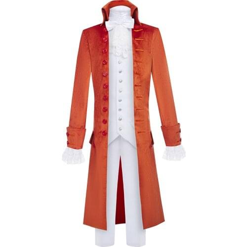 Alexander Hamilton Cosplay Costume Musical Rock Opera Concert Man Stage Outfit Halloween Carnival Shows Cloth Trench Orange