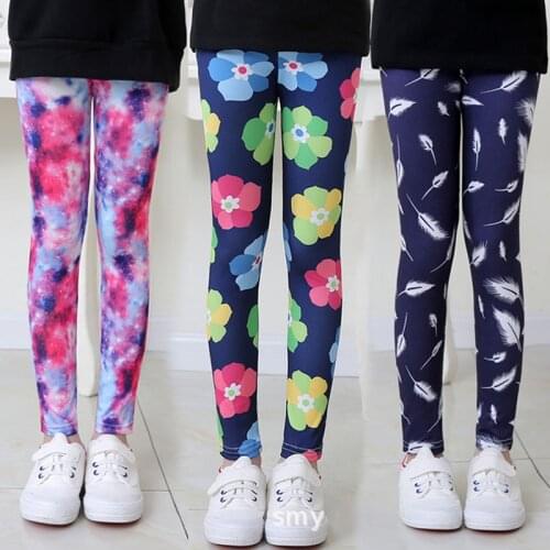 Girls Leggings Spring Summer Flower Printed Children Trousers Girl Casual Pencil Kids Pants Cute Toddler Leggings