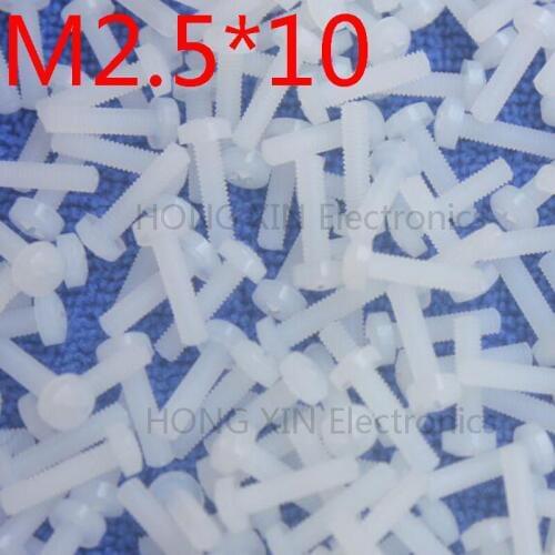 M2.5*10 White 1 pcs Round Head nylon Screw 10mm plastic screw Insulation Philips Screw brand new RoHS compliant PC/board DIY