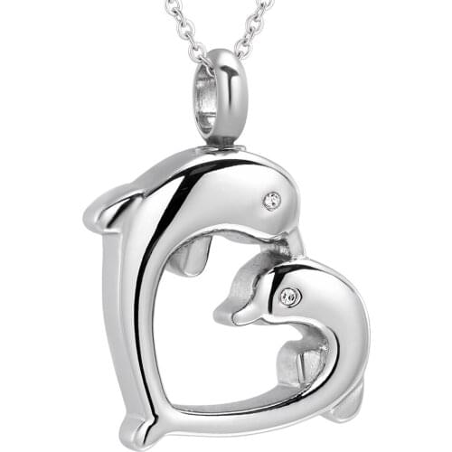 MiniCremation Stainless Steel Dolphin for Love Eternal Memorial Funeral Ashes Holder Necklace Pendant Jewelry Cremation Locket