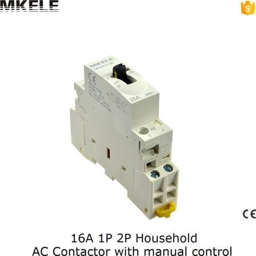 MKWCT-16M 1no+1nc 220/240V Coil 16A 2 Poles 2P Household Module AC Contactor AC250V with manual control
