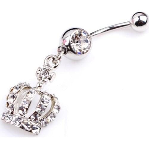 Fashion Crown Charm Rhinestone Body Piercing Jewelry Belly Button Ring Navel Jewelry Body