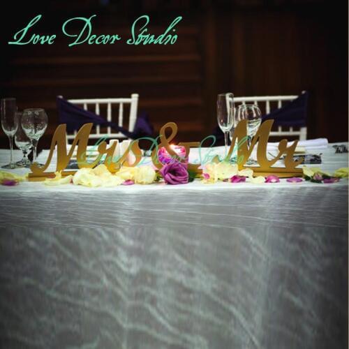 Mr Mrs Wedding Table Signs for Sweetheart Table Decor pvc Letters, GOLD Large Mr & Mrs Sign Set