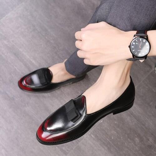 New mens fashion shoes with bow tie Genuine Leather Formal Dress Mens Loafers Oxfords Party Wedding Casual Mens Flats