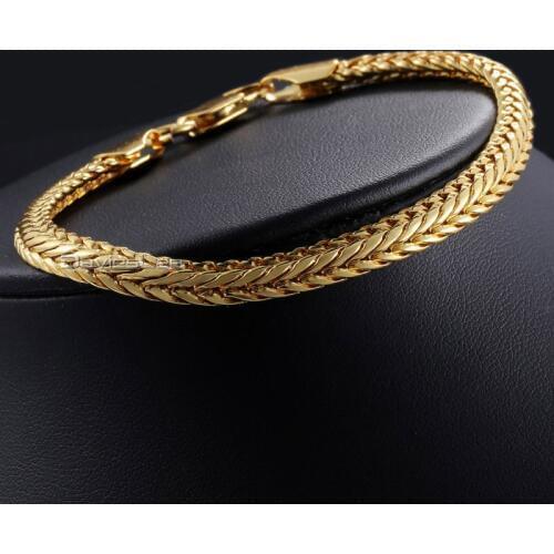 Davieslee 6mm 20cm Foxtail Link Bracelet for Men Womens Bracelet Gold Rose Gold Filled Jewelry DLGB327-329