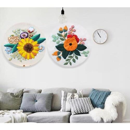 20x20cm Flower Shop Plant Series European embroidery kit simple three-dimensional embroidery Ribbon kit embroidery needlework