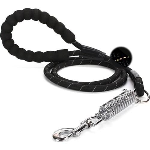 150cm Heavy Duty Large Dog Leash Reflective Nylon Dogs Training Leashes NO Pull Pet Leads Round Rope with Buffer Spring