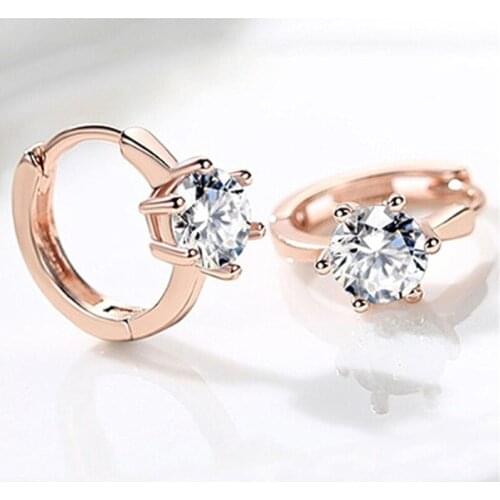 New Fashion Round Shape Hoop Earrings for Women Silver Color/Gold Color Shiny CZ Anniversary Party Love Jewelry Earrings