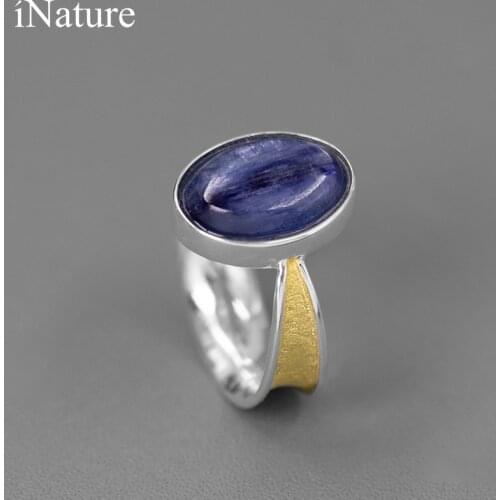 INATURE Natural Gemstone Ring 925 Sterling Silver Wedding Jewelry Engagement Rings For Women