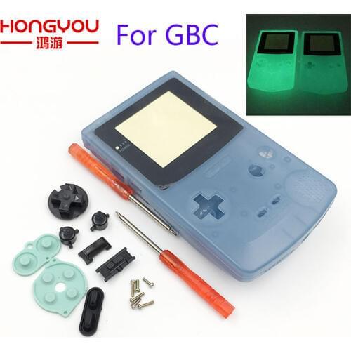 Plastic Luminous Housing Shell Fluorescent Case For GBC Gameboy Color Glow Blue Green Color Case Cover