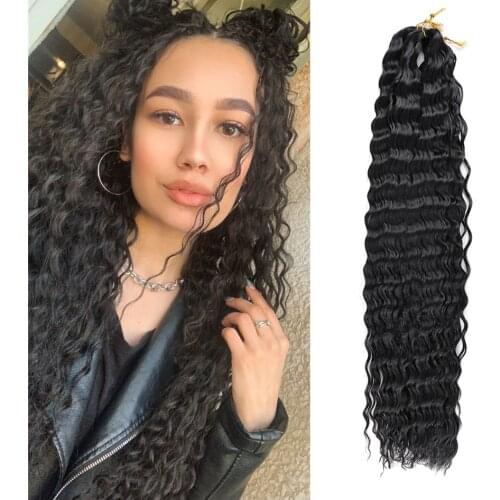 Deep Wave Twist Crochet Hair Natural Synthetic Afro Curls Crochet Braids Ombre Braiding Hair Extensions For Women Fashion Icon