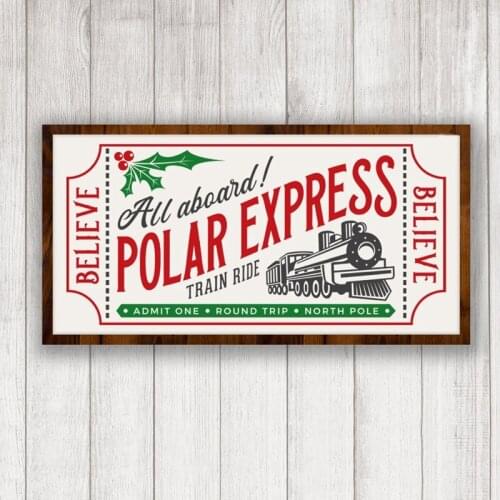 Polar Express Ticket Vintage Poster Painting for Your Christmas Home Decor Rustic Sign Canvas Prints Wall Art Picture Decoration