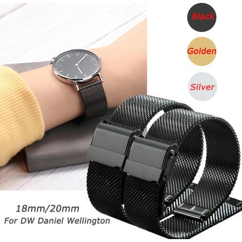 Gosear Fashion Adjustable Mesh Stainless Steel Watch Band Wristband Strap for DW Daniel Wellington 18mm 20mm Accessories