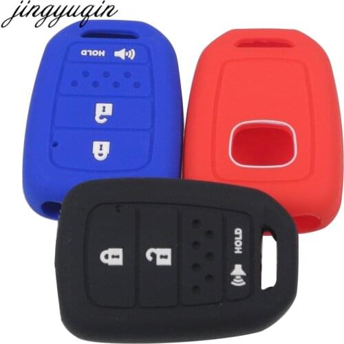 Jingyuqin 30pcs/lot Rubber Silicone Case for HONDA HRV Accord Fit Accord Crosstour CR-V Remote Key Cover Fob 3 Button +Panic