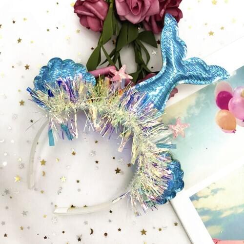 Mermaid Party Decoration Mermaid Tail Wrist Cuff Sequin Headband Hoop Party Lace Hair Accessories Birthday Party Supplies DGU40