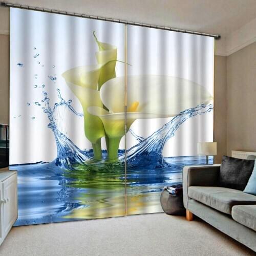 Water lily curtains 3D Curtain Luxury Blackout Window Curtain Living Room Blackout curtain