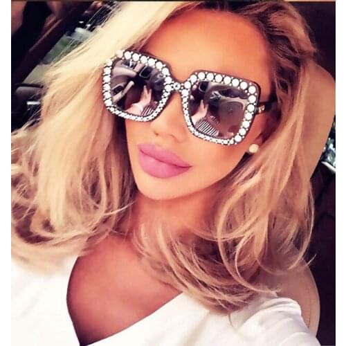 Shining No Diamond Sunglasses Women Brand Design Flash Square Shades Female Mirror Sun Glasses Oculos Lunette Bling Rhinestone