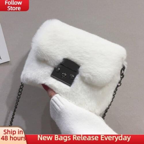 Faux Rabbit Fur Bag Women 2020 Chain Crossbody Bag Shoulder Handbag Purse Mini Brand Designer Handbags Fashion Winter New