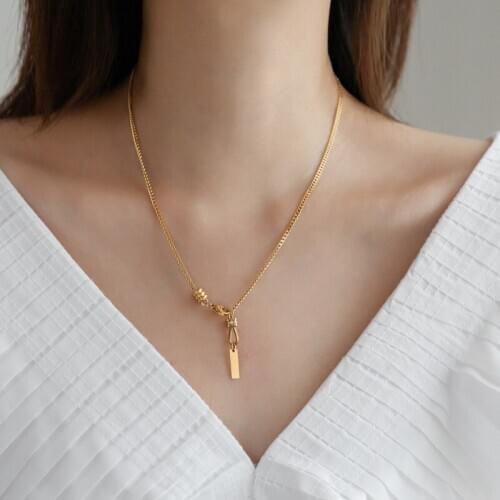 Titanium With 18 K Gold U Shape Zircon Link Pendant Necklaces Women Jewelry Punk Designer Club Cocktail Party Japan