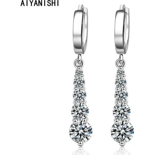 AIYANISHI 925 Sterling Silver Hook Ear Earring for Women Wedding Gemstone Circle Drop Earring Lover Party Jewelry Christmas Gift