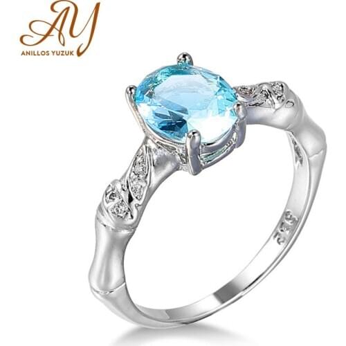 Anillos Yuzuk Exquisite 100% Real 925 Sterling Silver Women Sky Blue Topaz Ring Oval Cut Eternity Ring Wedding Fine Jewelry