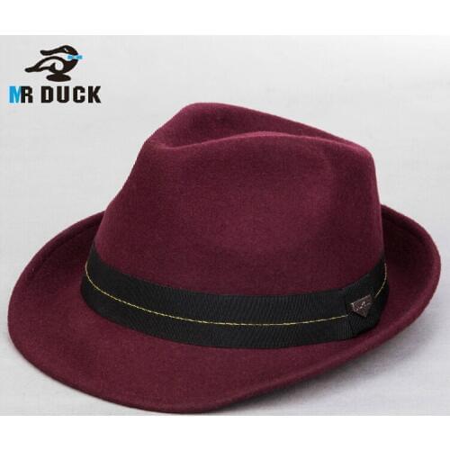 Winter Woolen Small Roll-up Brim Fedora Hats For men Jazz Trilby Hats Lovers Panama Free Shipping WMDW035