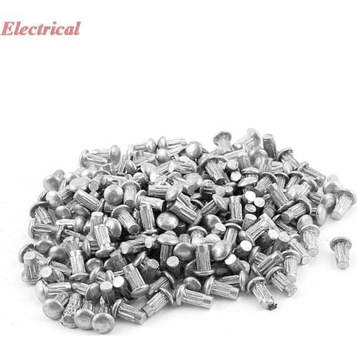 1/8" x 1/4" Aluminium Round Head Solid Rivets Knurled Shanks