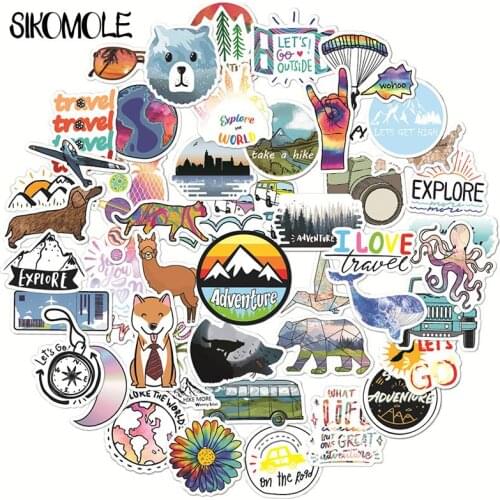 50pcs Camping Landscape Stickers Outdoor Adventure Climbing Travel Sticker to DIY Suitcase Laptop Bicycle Helmet Car F4