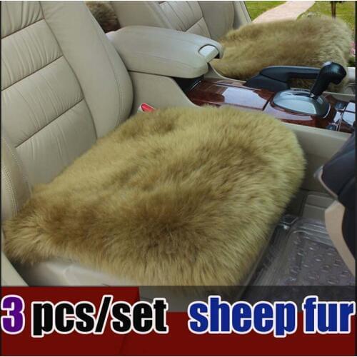 2016 new arrival real wool car seat cover cushion no back Winter car seat cushion 3 seats covers for 1 set