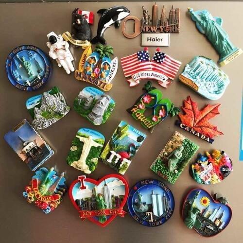 3D Statue of Liberty New York Las Vegas Hawaii USA Fridge Magnets Canada Brazil Refrigerator Magnet Kitchen Sticker Souvenir