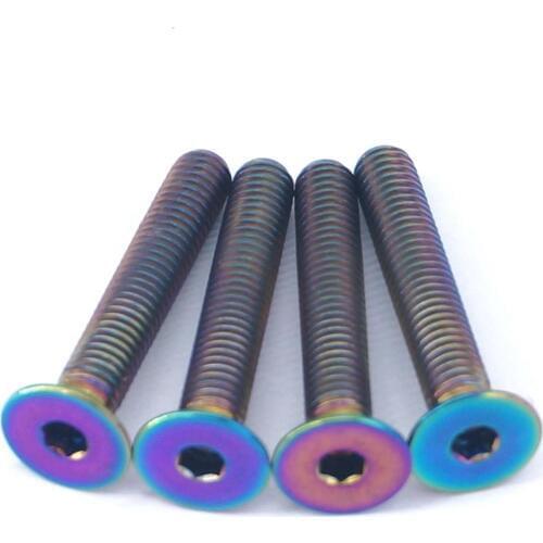 4 PCS M5 x 30mm Rainbow GR5 Titanium Hex Allen Socket Countersunk Screws Bolts For Bicycle Stem Headset Top Cap