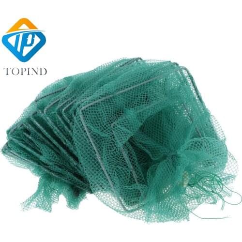 5pcs 10m Foldable Nylon Crab Shrimp Minnow Fishing Cage Trap Dip Net Portable Fishing Mesh 33x23cm Tackle Accessories
