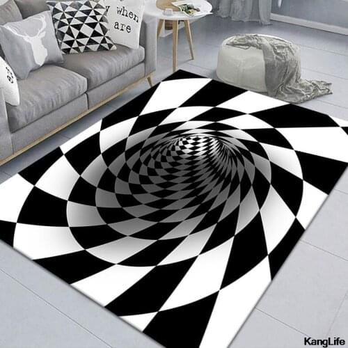Abstract Geometric Printed Bedroom Doormat Non-slip Floor Mat Area Rug Optical For Home Living Room 3D Vortex Illusion Carpet